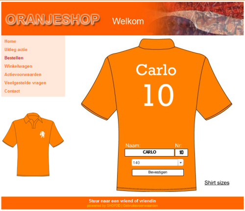 Bestel hier je oranje T-shirt met zelfgekozen naam en rugnummer!